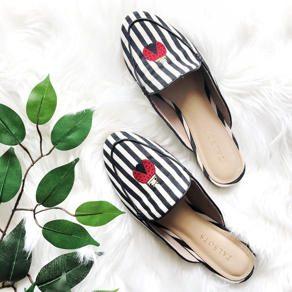 TALBOTS Ryan Striped Mules with Ladybug